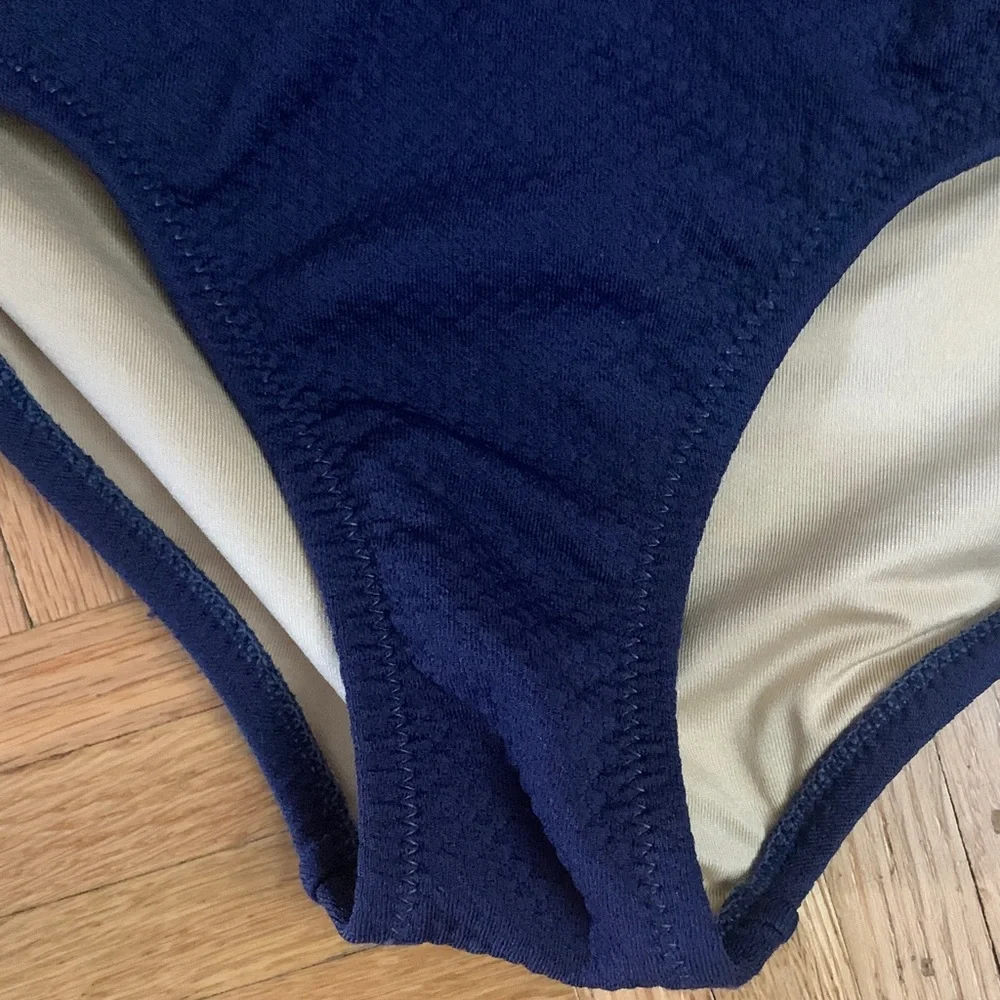 Little Girls Navy Blue One-Piece Cut-Out Swimsuit Size Small (6/7) - Like New!